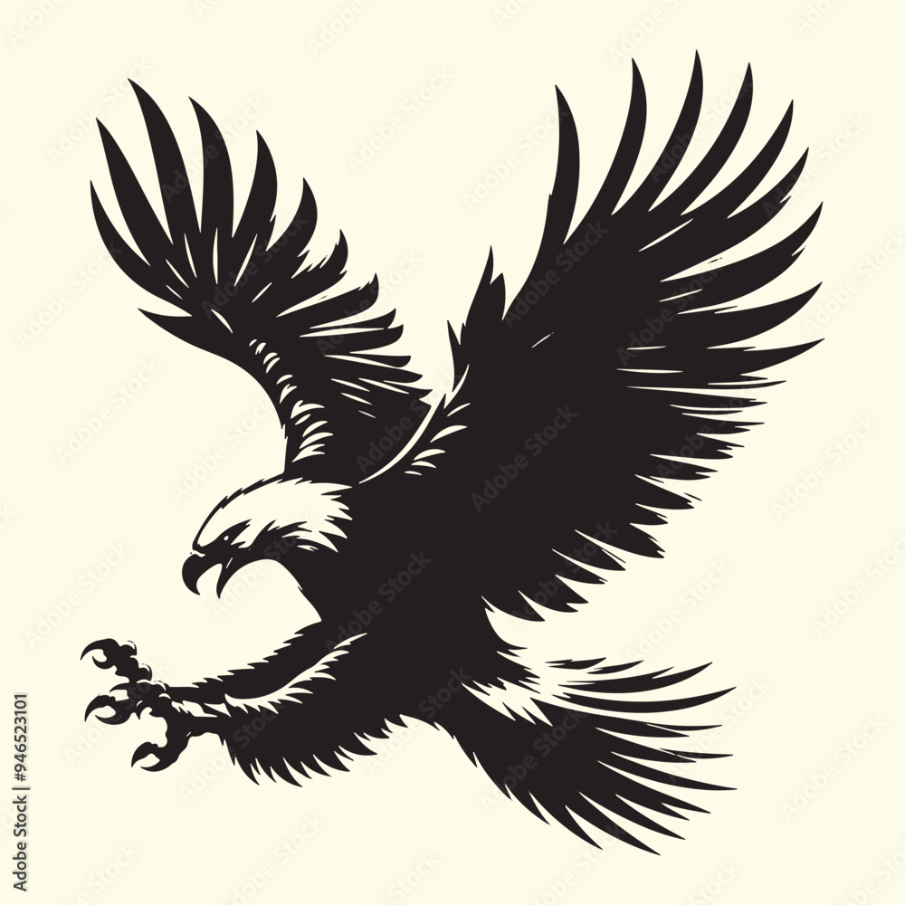 Fototapeta premium Editable Black Eagle Silhouette Design in Vector Format on Transparent Background