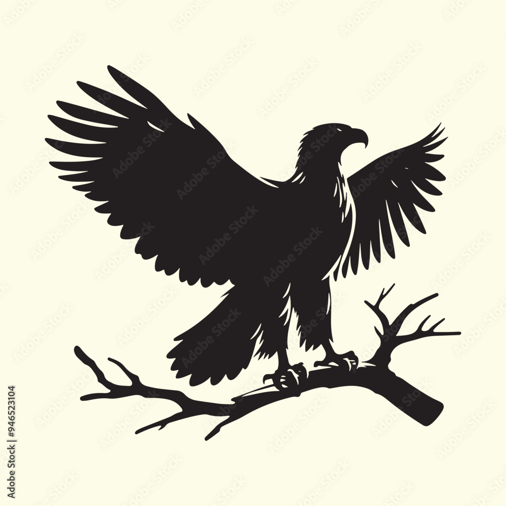 Obraz premium Editable Black Eagle Silhouette Design in Vector Format on Transparent Background