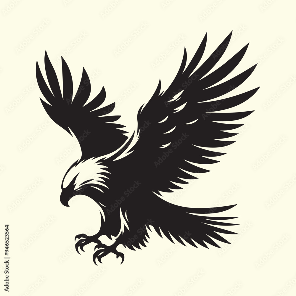Obraz premium Editable Black Eagle Silhouette Design in Vector Format on Transparent Background