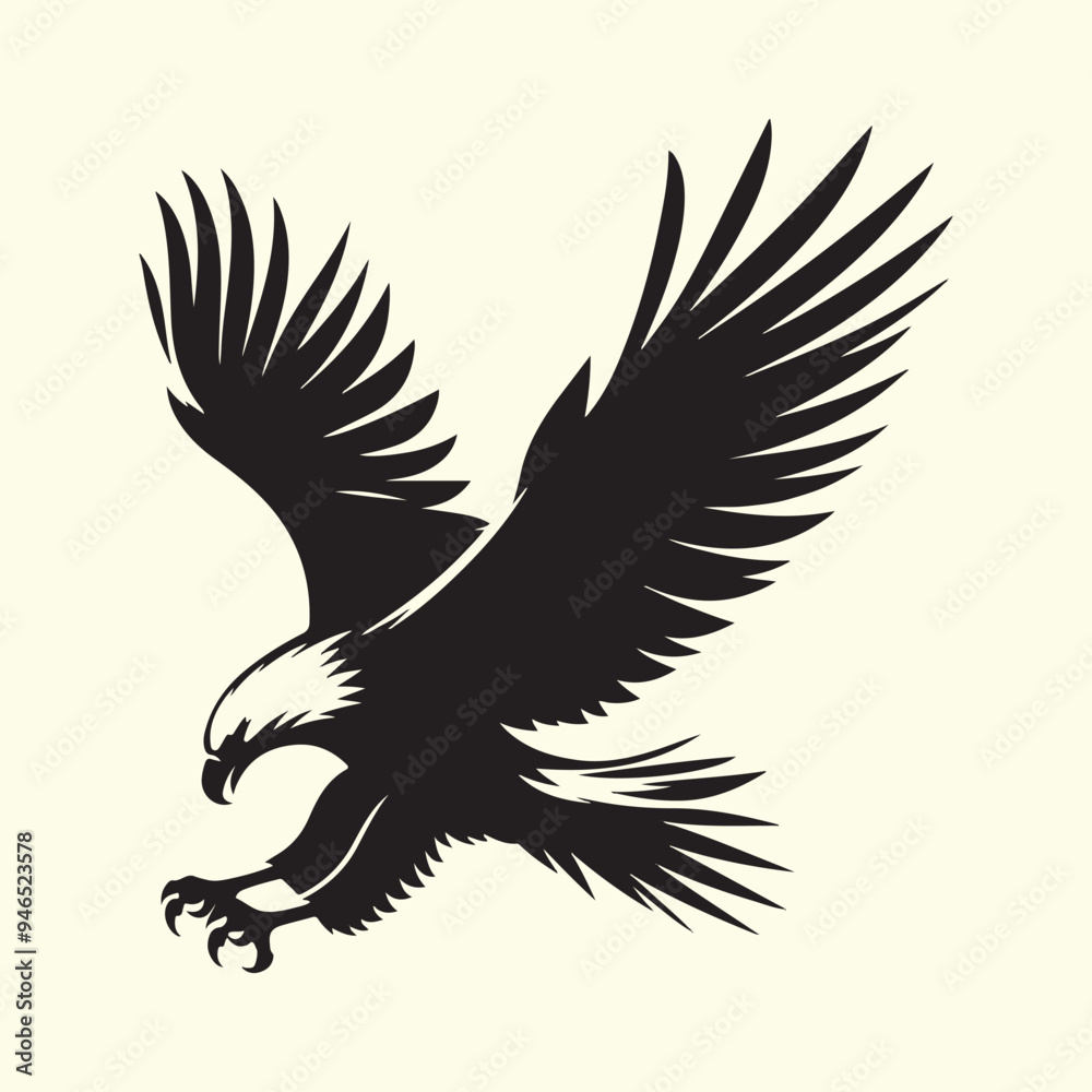 Obraz premium Editable Black Eagle Silhouette Design in Vector Format on Transparent Background