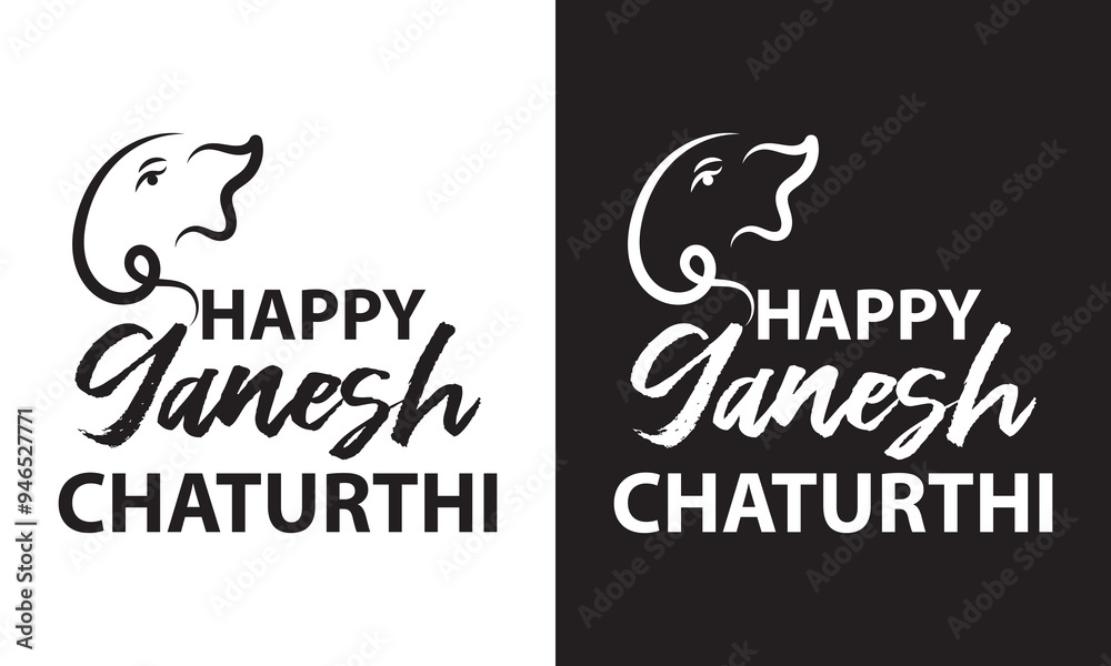 Naklejka premium Happy Ganesh Chaturthi Social Media Post Template, Web Banner, Greeting Cards, Print, T-Shirts, Posters and Banners. isolated on white background. Vector illustration. EPS 10