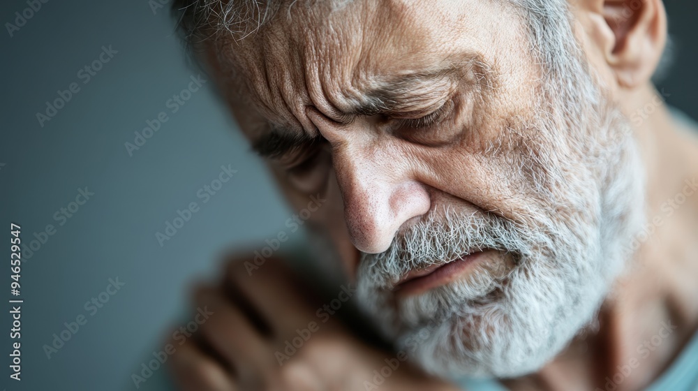 An elderly person with a visible beard is shown blurred against a dark background, creating a poignant representation of time, wisdom, and mystery with artistic flair. An elderly person with a visible beard is shown blurred against a dark background, creating a poignant representation of time, wisdom, and mystery with artistic flair.