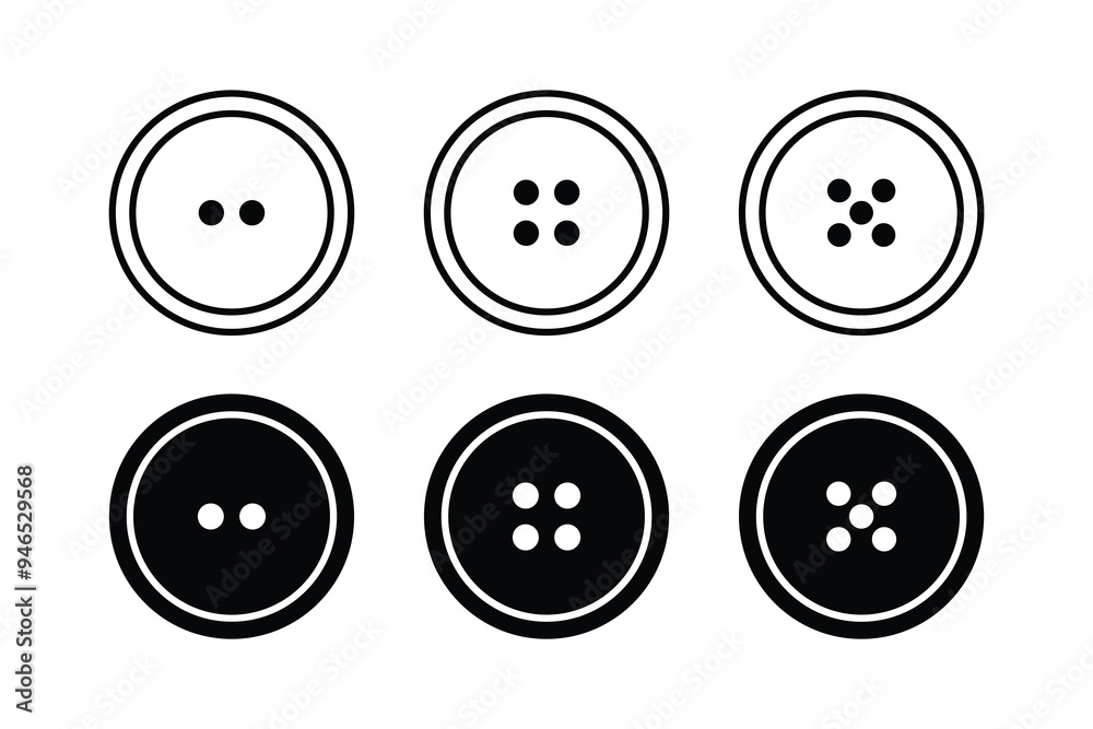 Button icon set. Clothing buttons collection. Button symbol vector.