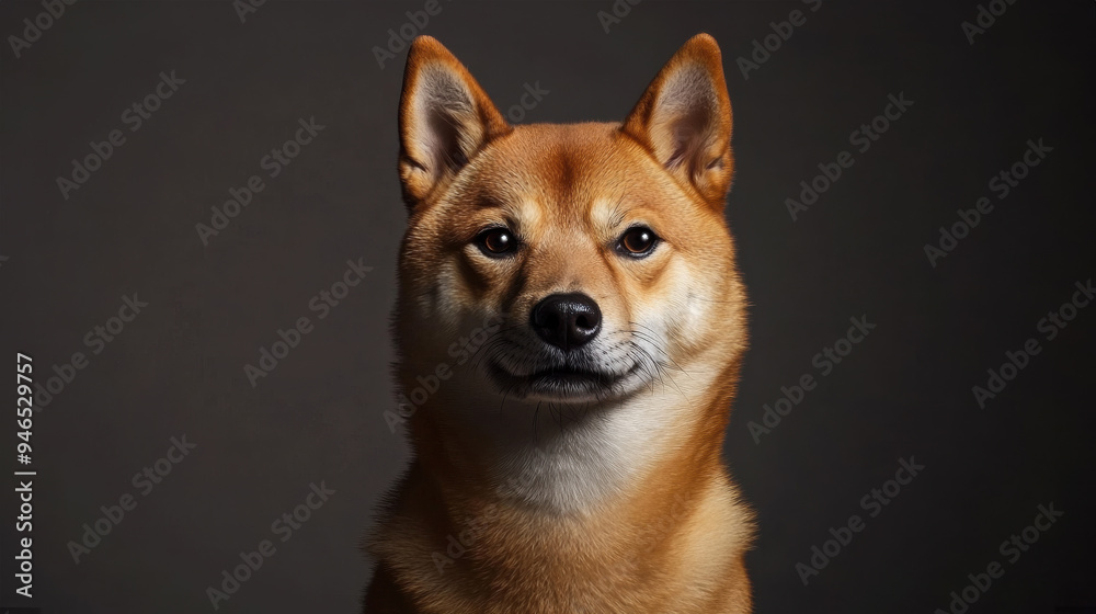 Studio portrait of a pedigreed Shiba Inu. Purebred dog.