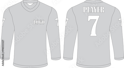 Front and back view of Ice Hockey jersey template for Ice Hockey jersey. Vector illustration.