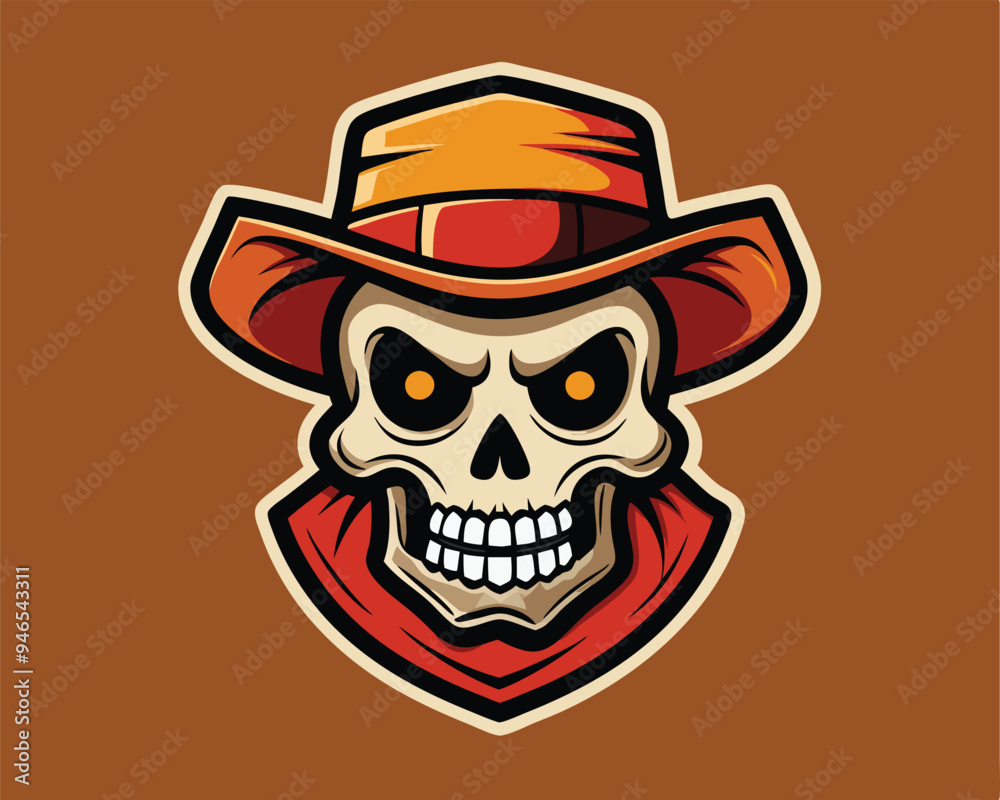 skull with west hat sticker and t-shirt design vector illustration skull with west hat sticker and t-shirt design vector illustration