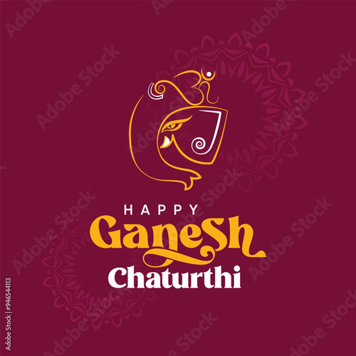 Indian Religious Festival Ganesh Chaturthi Typography Design