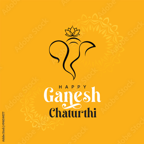 Indian Religious Festival Ganesh Chaturthi Typography Design