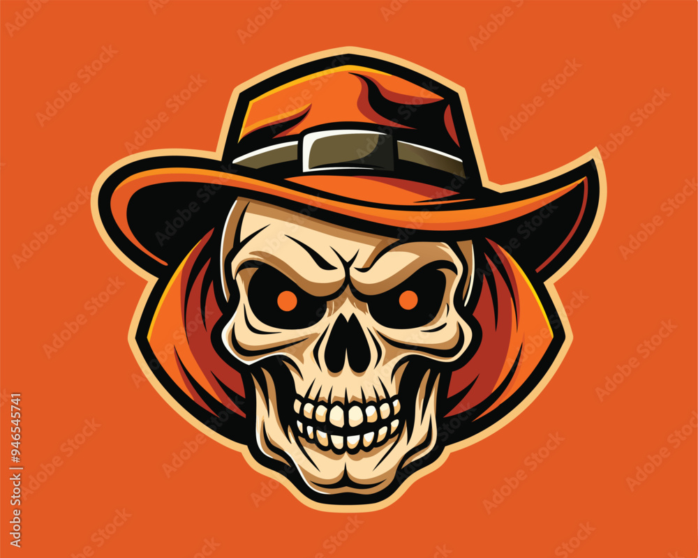 skull with west hat sticker and t-shirt design vector illustration skull with west hat sticker and t-shirt design vector illustration