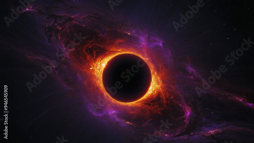 AI-Generated Image of a Supermassive Black Hole with Red and Purple Fire