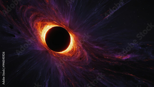AI-Generated Image of a Supermassive Black Hole with Red and Purple Fire