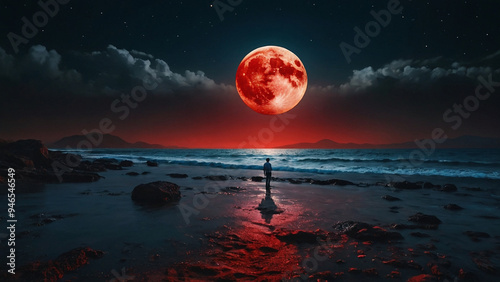 AI-Generated Wallpaper of a Man Standing on the Shore