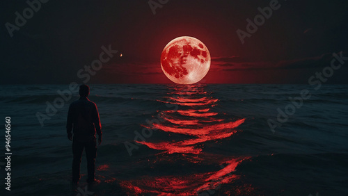 AI-Generated Wallpaper of a Man Standing on the Shore