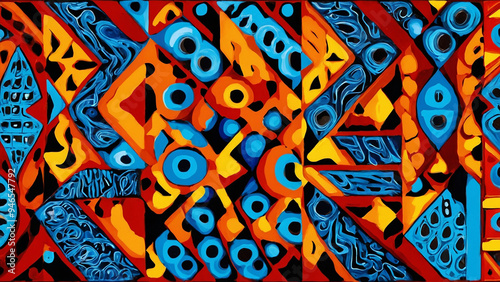 AI-Generated Afro-Colombian Art with Abstract Shapes and Symbols