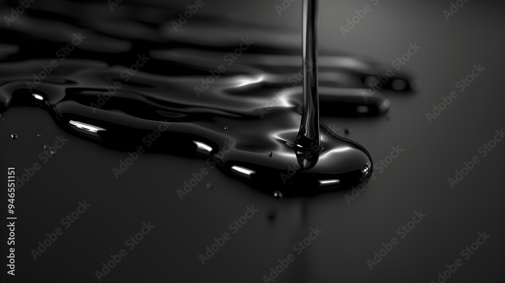 Dramatic Black Liquid Splash with Minimal Wave Reflection Dramatic Black Liquid Splash with Minimal Wave Reflection