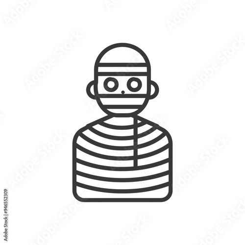 Line Art Illustration of a Person in a Striped Prison Uniform