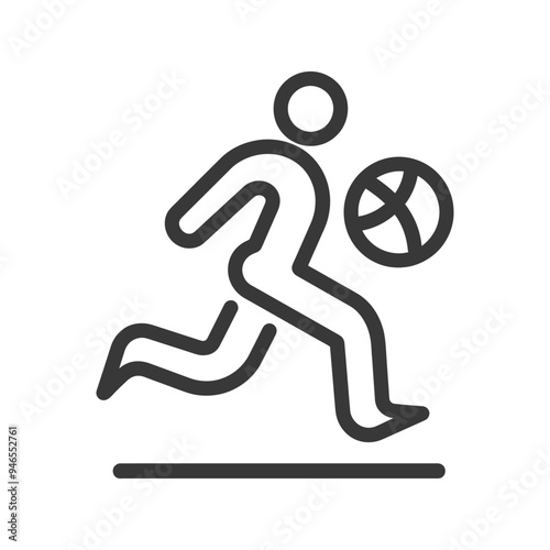 Line Art Illustration of a Person Running with a Ball