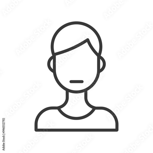 Line art illustration of a persons head and shoulders