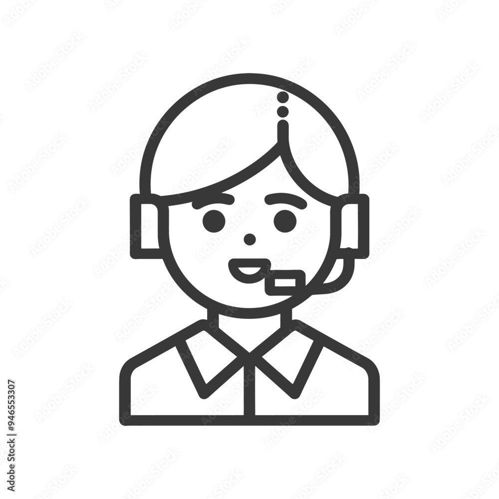 Line Art Illustration of a Person Wearing a Headset Line Art Illustration of a Person Wearing a Headset