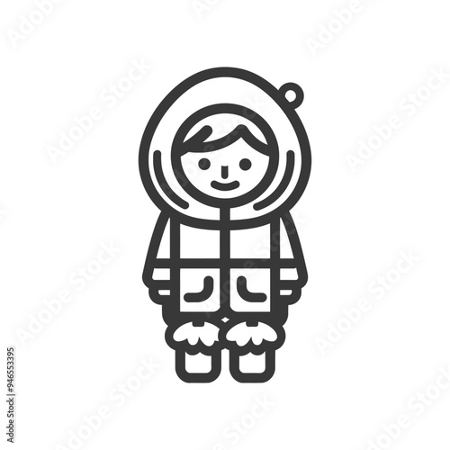 Line Art Illustration of a Person Wearing a Winter Outfit
