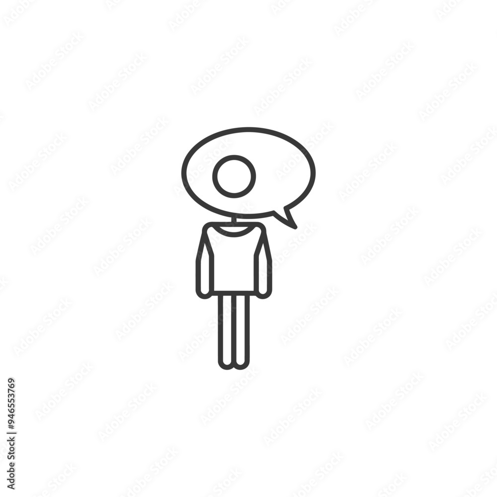 Line Art Illustration of a Person with a Speech Bubble