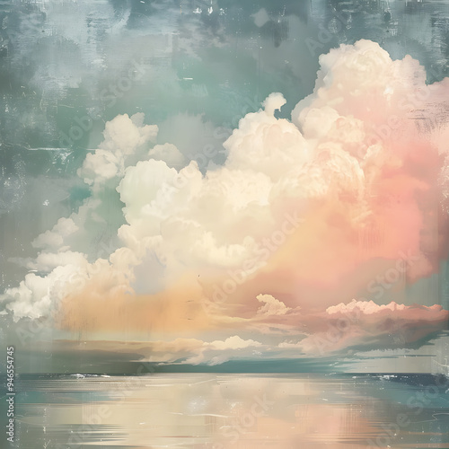 clouds over the city sky view, vintage poster, sepia filter, high quality PNG