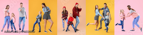 Set of dancing parents and ...