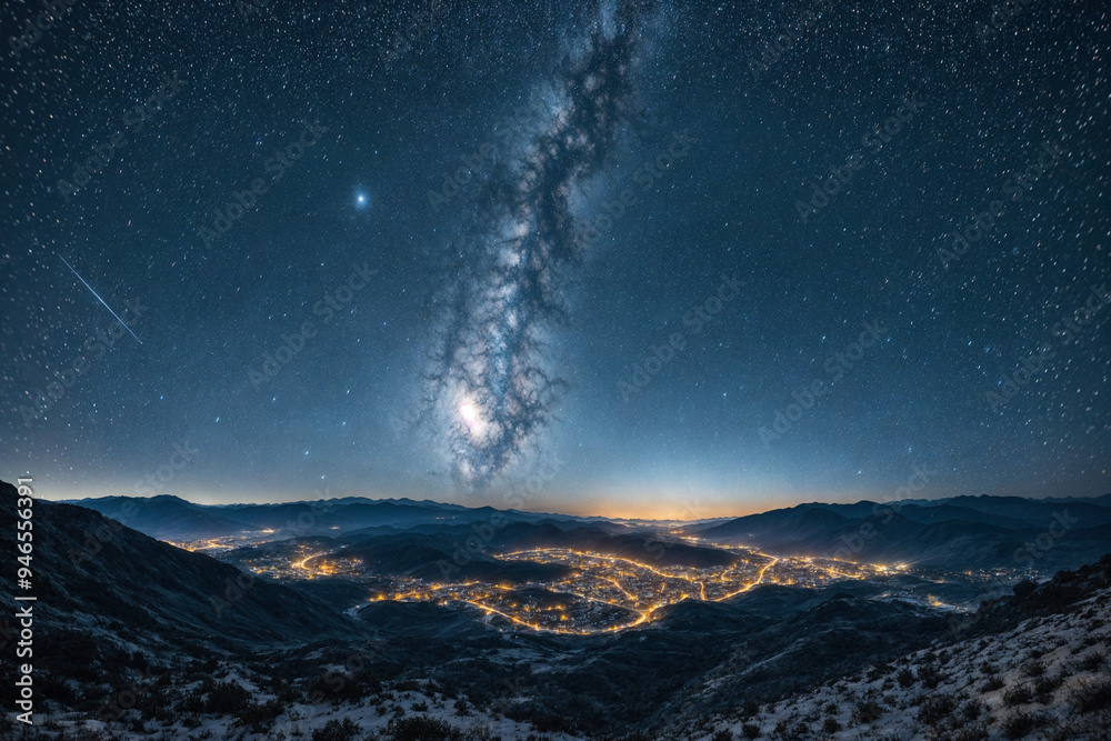 Paisaje con cielo estrellado. IA generative Paisaje con cielo estrellado. IA generative