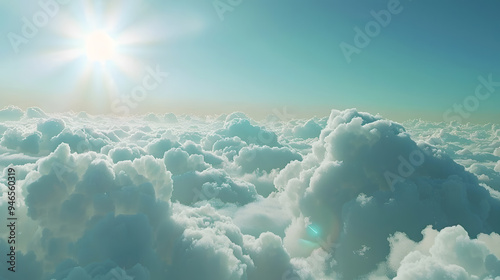 blue sky with clouds and poster, high quality PNG