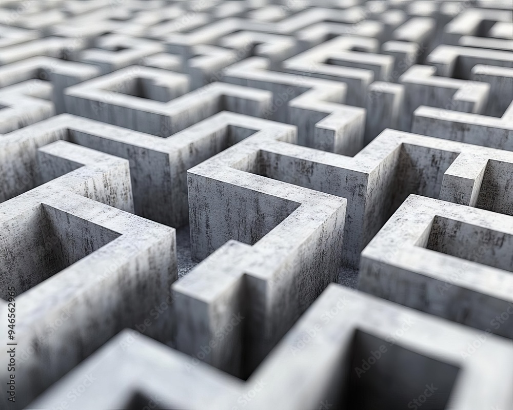 A maze with a single path leading to the exit, symbolizing strategy, 3D rendering A maze with a single path leading to the exit, symbolizing strategy, 3D rendering