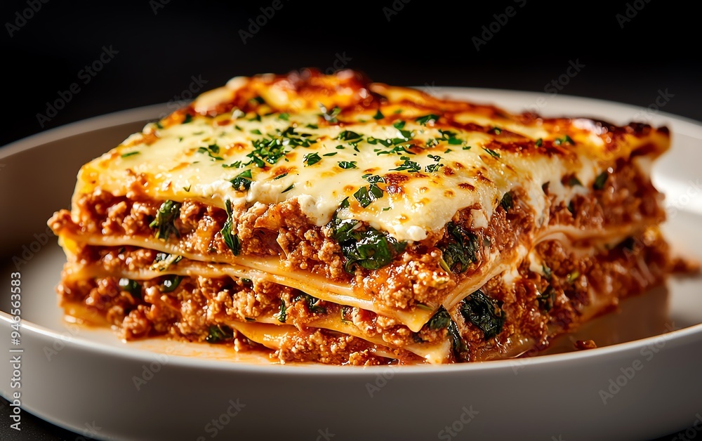 Turkey lasagna with layers of ricotta and spinach, baked to perfection and served in a casserole dish