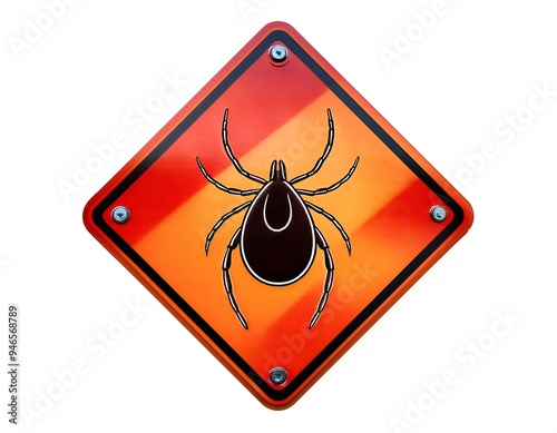 vector realistic isolated ixodes tick warning sign template decoration covering white background concept mite danger disease encephalitis precaution photo