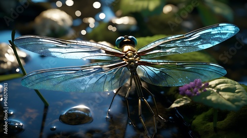 A breathtaking image showcasing the gossamer wings of a dragonfly, highlighting the ethereal beauty and intricate details in photo