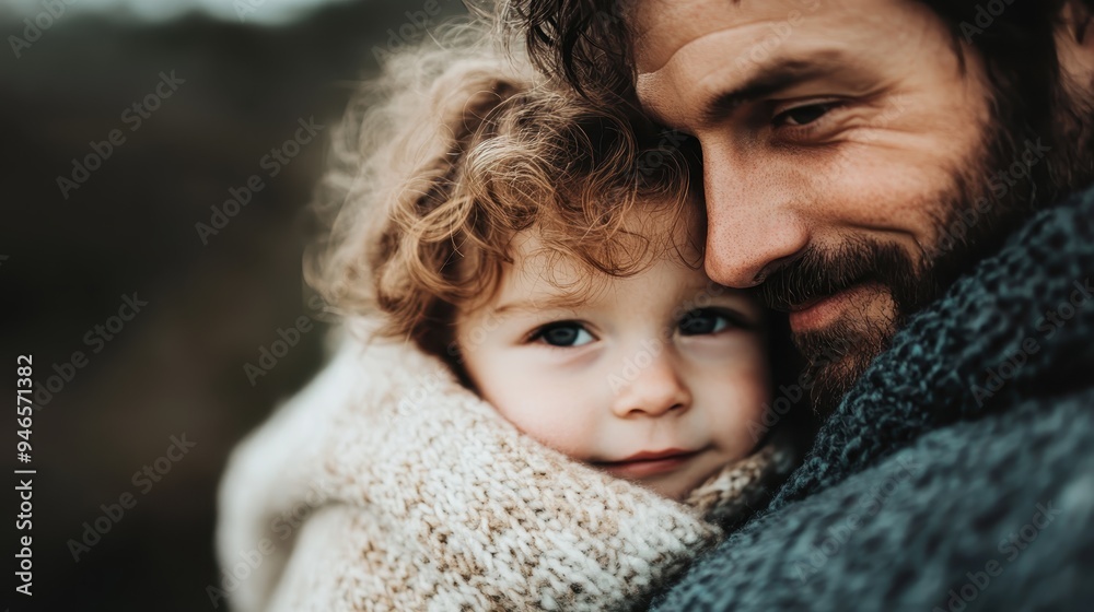 Obraz premium This image displays a tight hug between two people dressed in cozy wool sweaters, evoking a sense of warmth, care, and deep emotional connection.