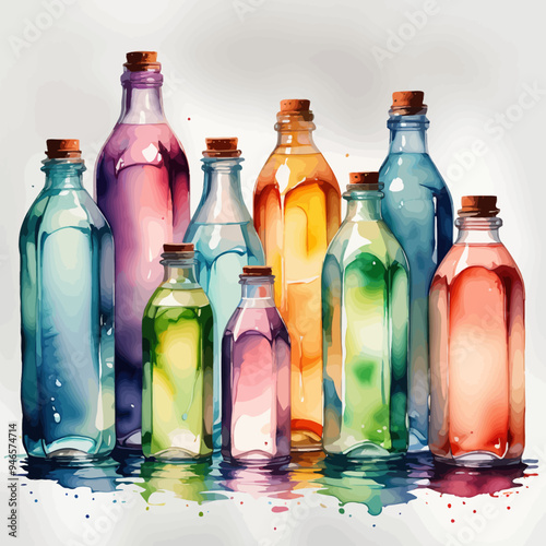 Bottle Ilustration Painting Background Very Cool