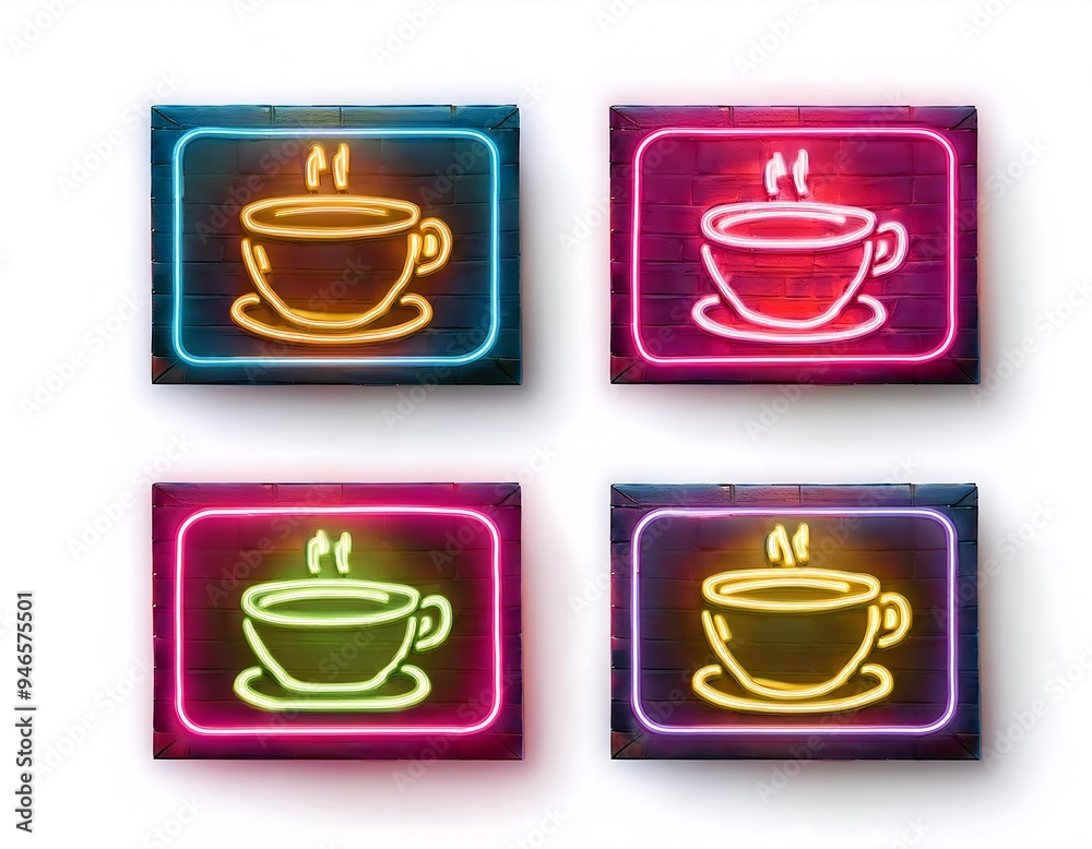 vector set realistic isolated neon sign coffee logo template decoration covering white background concept cafe coffee shop vector set realistic isolated neon sign coffee logo template decoration covering white background concept cafe coffee shop