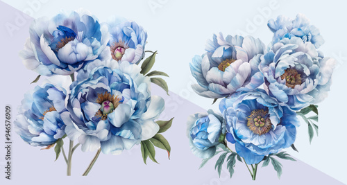 Watercolor Cottage Core Peonies