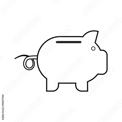 Piggy bank icon symbol shape. Cute piggy bank icon isolated on white background.