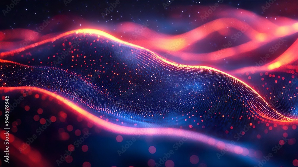 Glowing neon digital waves in abstract style perfect for futuristic and vibrant visual themes Glowing neon digital waves in abstract style perfect for futuristic and vibrant visual themes