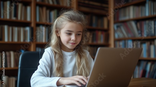 Cute young girl working wit...