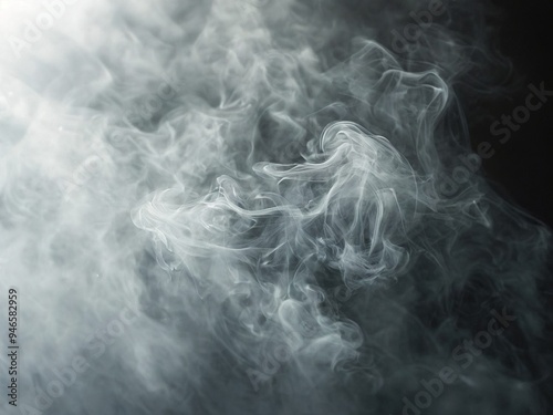 Obraz na płótnie Abstract white smoke wisps against a black background. w salonie