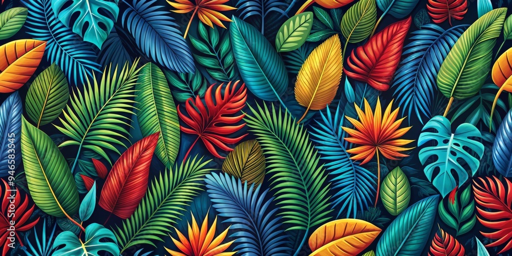 Tropical Leaf Pattern Seamless Background, illustration, digital art, foliage , nature, tropical, pattern Tropical Leaf Pattern Seamless Background, illustration, digital art, foliage , nature, tropical, pattern