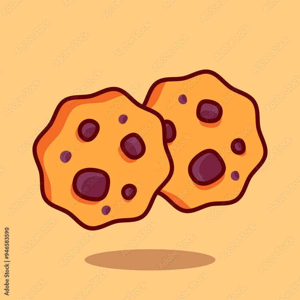 Fototapeta premium Chocolate Cookies Cartoon Icon vector Illustration, flat style