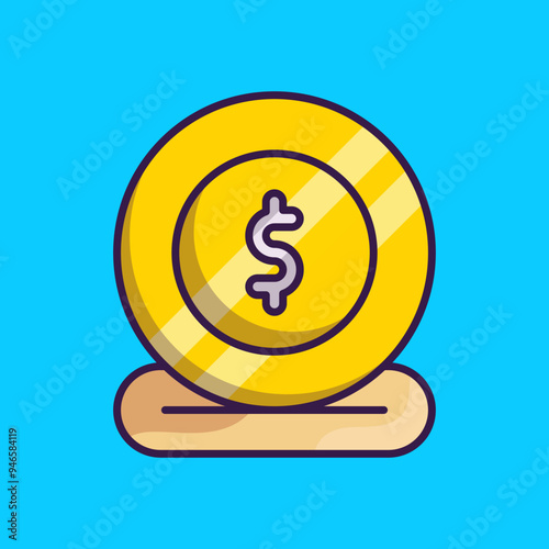 Gold Coin Money Vector Icon Illustration Business Finance, donation, flat icon