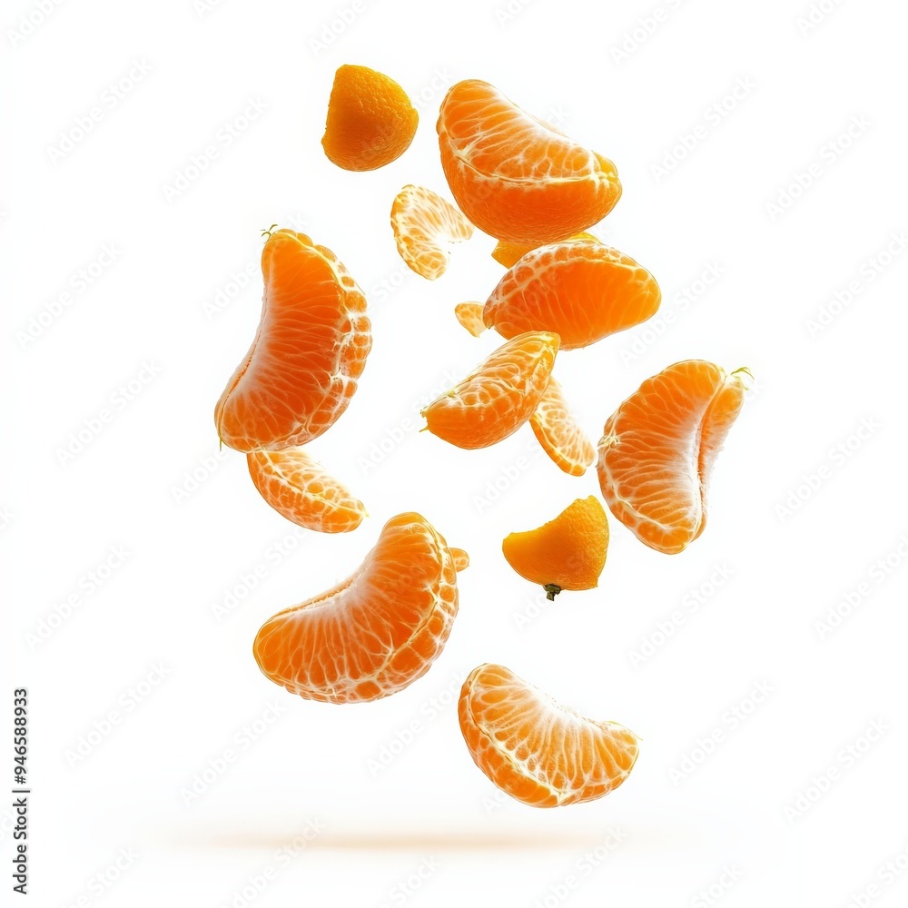 Floating Mandarin Orange Segments. Floating Mandarin Orange Segments.