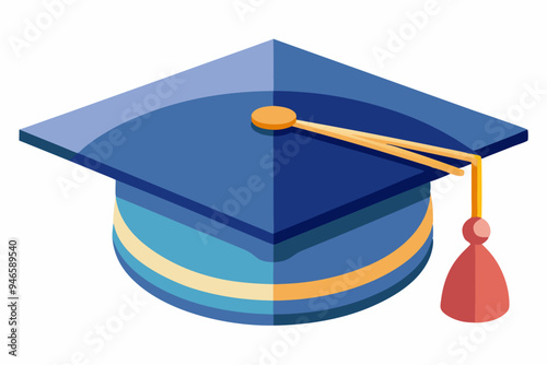 Watercolor school, graduation cap. Illustration clipart isolated on white background. 