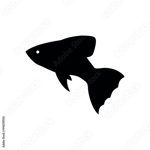 molly fish silhouette vector on  white background