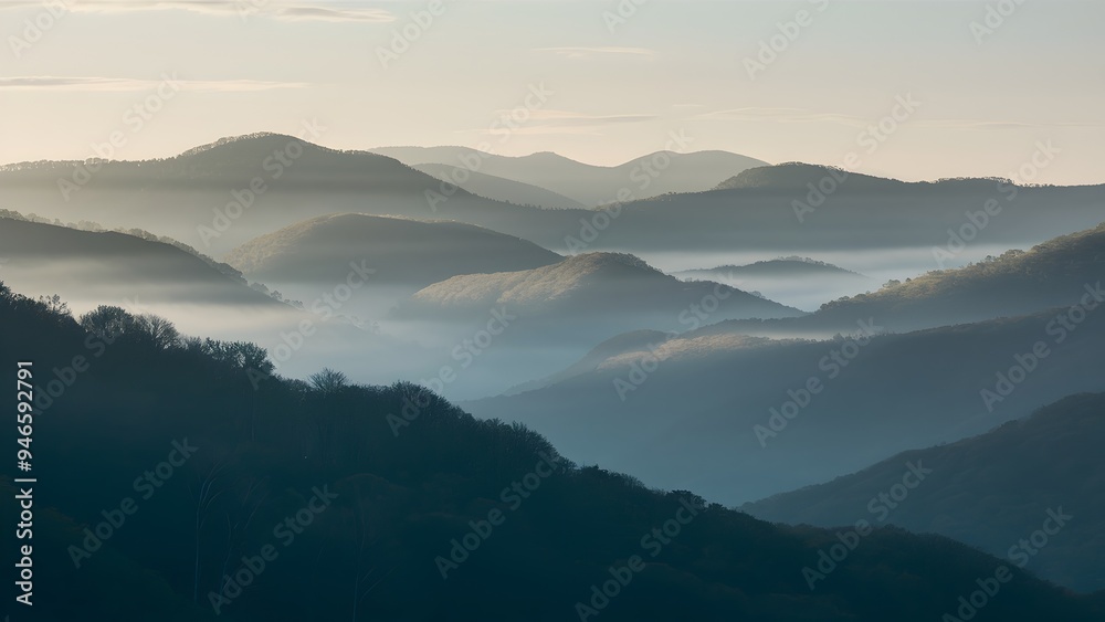 Morning misty shot of the Blue Ridge Mountains Morning misty shot of the Blue Ridge Mountains