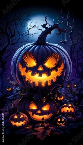 halloween background with pumpkin