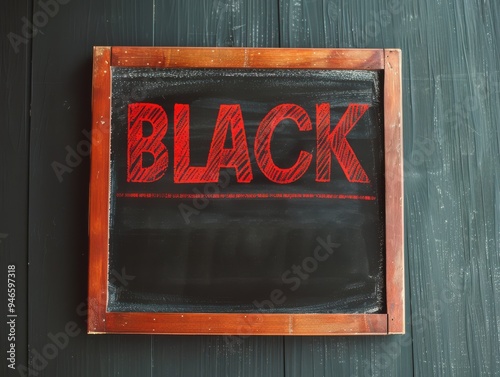 Red Black Chalkboard Sign. Graphic Resou photo